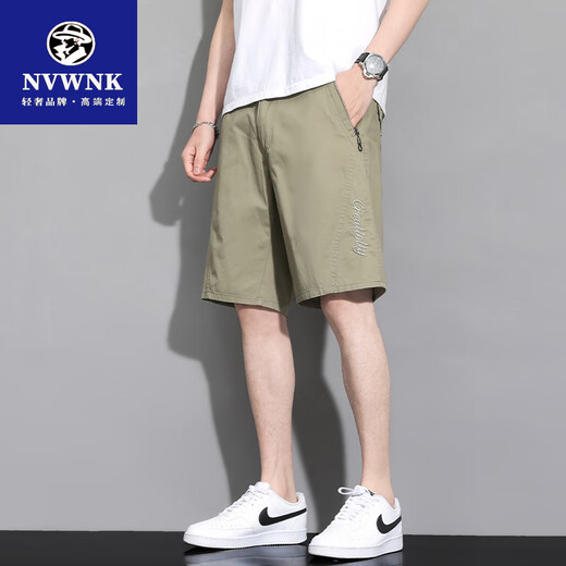 NVWNK shorts men's summer thin pure cotton tooling loose large size sports pants casual mid-pants summer men's five-point pants 9871 military green fat Donglai same style 5XL