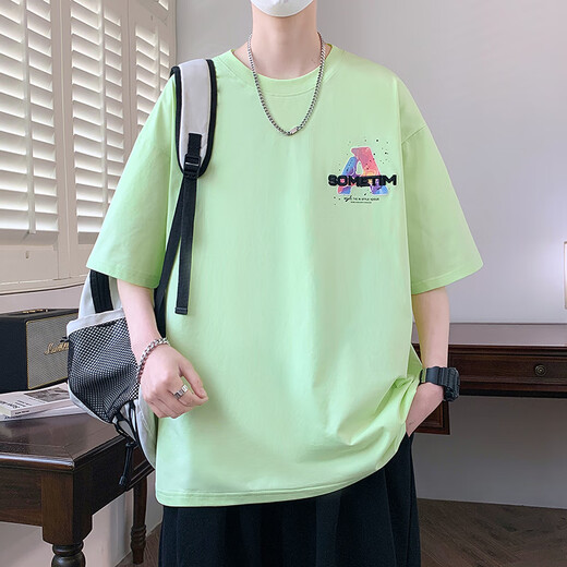 HUALIN FASHION潮流重磅短袖恤男2025新款夏季宽松大码男士半袖衫美式复古体恤 W733黑色 M