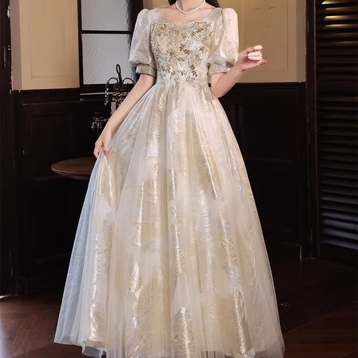 
Yinlan Color Evening Dress for Women 2025 New Small Birthday Banquet Engagement Dress Light Luxury Niche Vocal Art Exam Host Model 1 Picture Color 2XL