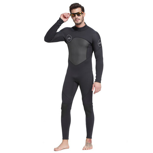 SBART 1.5mm one-piece swimsuit men's warm and cold-proof wetsuit long-sleeved one-piece trousers sun protection wetsuit 1283 black 1.5mm M