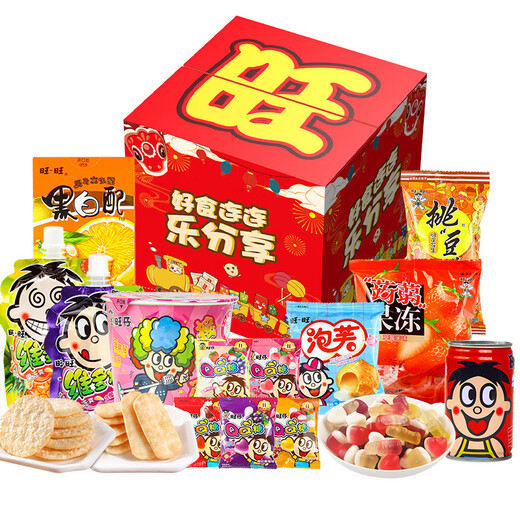 旺旺零食1100g礼盒混合雪饼仙贝小小酥卡兹脆 旺字红零食礼盒1355g