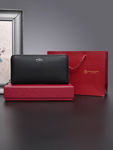 Jinlilai billet de cuero largo para hombres 2025 Nuevo bolso para hombres Caquero de vaca Pipe Business Blutch Negro --- 12 ranuras para tarjetas [