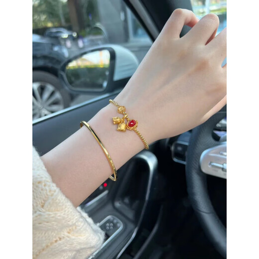 Fat Donglai's same style aperture plain ring shiny bracelet titanium steel is not easy to fade and is plated with 18 gold for a sense of heritage. Gold color 55mm (width 2mm)