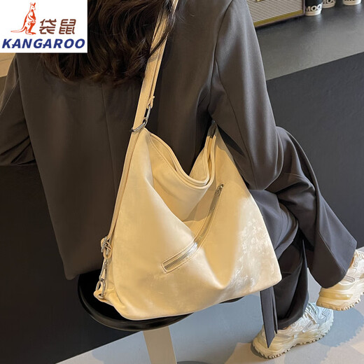袋鼠托特包2025新款大容量通勤包双肩单肩斜挎手提包质感百搭外出包 粉色1389 普通版(材质偏薄日常搭配)