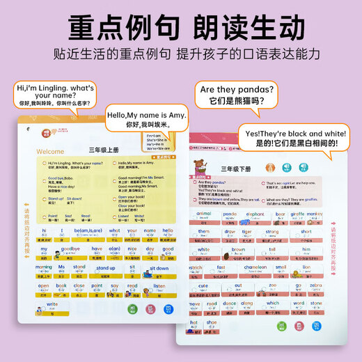 Édition des études étrangères Edition anglaise mot synchrone apprentissage vocal livre pour les élèves de l'école primaire 3-6 Écoute et lecture et mémorisation Artefact pour enfants en classe AUDOBORD CLASSORD Point de classe Early Point Point for 3 Grade 3 Foundation Phonetic Alphabet Letters English Picture Book for English Word Synchronous Voice Book (Grade 3-6 Foreign Studies Edition)