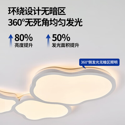 蒂凡尼亚客厅主灯云朵吸顶灯奶油风广东中山灯具现代简约大气卧室全屋套餐 CY6628-1090天猫精灵(白)