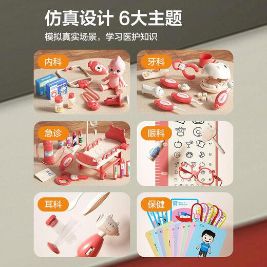 Yunya Kindertagsgeschenkhaus Simulation Little Doctor Toy Set Ambulance Stethoscope Toys Boy and Girl Luxus rosa Krankenwagen [74-teiliges Set + Doll]