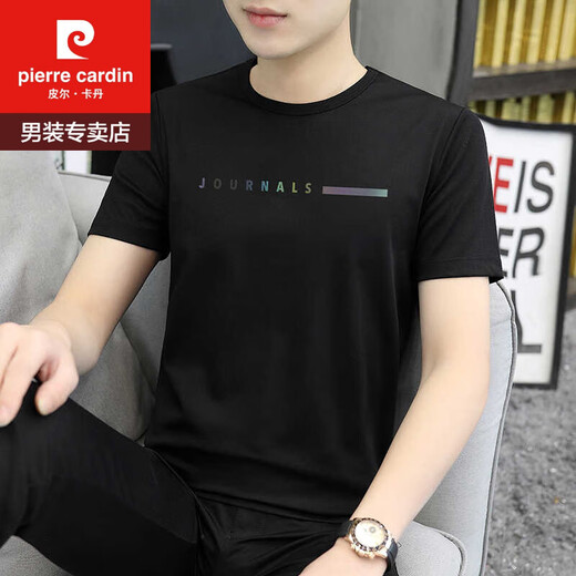 
Pierre cardin ice silk short-sleeved T-shirt for men 2025 new summer thin T-shirt summer casual trendy brand large-size men's top 1423 black M 100Jin [Jin equals 0.5 kg]-110Jin [Jin equals 0.5 kg]