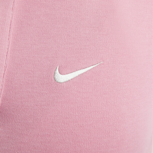 Nike (NIKE) women's short-sleeved lapel top autumn slim knitted embroidery soft comfortable simple DV7885 699 element pink/sail white S
