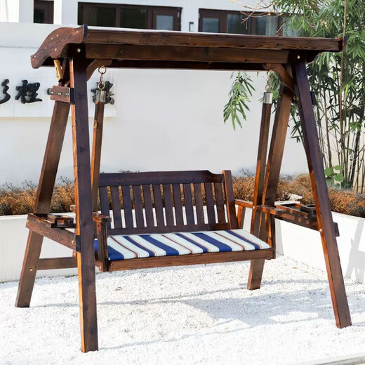 Shengxi silla de columpio al aire libre, silla de hamaca de balcón interior de la casa, patio de leisura de madera de madera de madera de madera de madera de madera sólida 699 swing blanco de madera blanca columpio