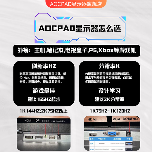 
AOCPAD [over 5 million+ people grow grass] new 32-inch monitor 32-inch computer monitor 2K240hz office design e-sports gaming display 2K165HZ screen 32-inch [1K75Hz] new product limited to 1,000 units straight black