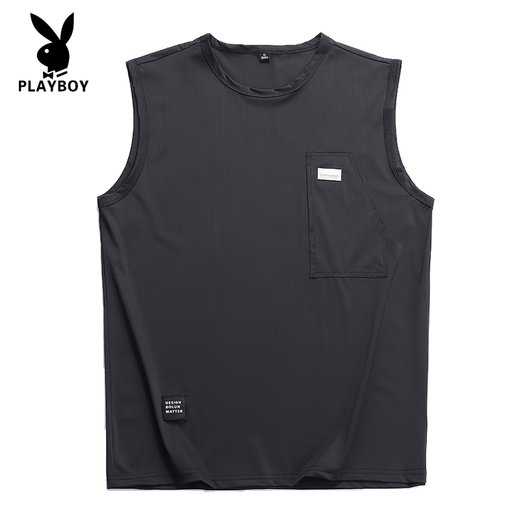 Playboy (Playboy) Ice Silk Sports Viete Men's Cool Felt Felt Loose Sans Sans manchettes Minet High Elastic Fitness VIET de basket-ball T-shirt noir - Ice Silk High Elastic L (120-140jin [Jin est égal à 0,5 kg]))