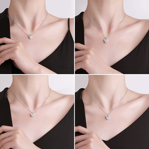 
DRJEFUNs925 Sterling Silver Necklace for Women's Versatile Mickey Mosanite Necklace Fashion Cartoon Necklace Exquisite Collarbone Chain Pendant MS-1591B-Sterling Silver 925 Silver