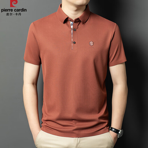 Pierre Cardin T-shirt à manches courtes à manches courtes Men's Men's Business Business Casualless Polo Shirt Summer Silk Silk T-shirt Top Orange-15283QLM S 165 / 80A Recommandé 90-115Jin [Jin est égal à 0,5 kg]