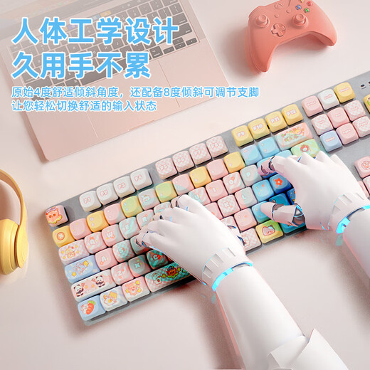Logitech K845 Teclado mecánico de juegos con cable 104 Tecla Diy Color Teclado E-Sports Panel de metal de pollo retroiluminado K845 Muñeca de clip de eje rojo