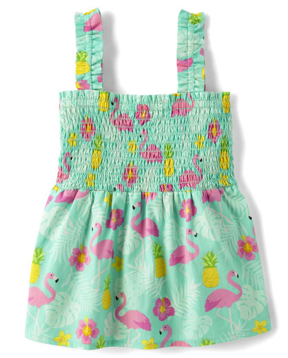 GYMBOReeGymboree Combo Tank Top for Girls and Toddlers, Flamingo Pleats, 8 Flamingo Pleats 8