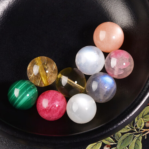 Doroman Natural Citrine Scattered Beads Blue Moonstone Blonde Crystal Rose Glow Sunstone Malachite Single Bead Bracelet Blonde Crystal Approximately 13-13.5mm/1 piece