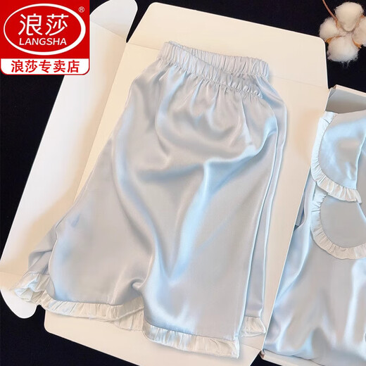 Langsha Bingsi Pajamas for women 2025 new summer short-sleeved shorts sweet girl's home clothes give her bestie birthday gifts. Short-sleeved/shorts-breaking ice blue 13563 XL (115-130Jin[Jin equals 0.5 kg])
