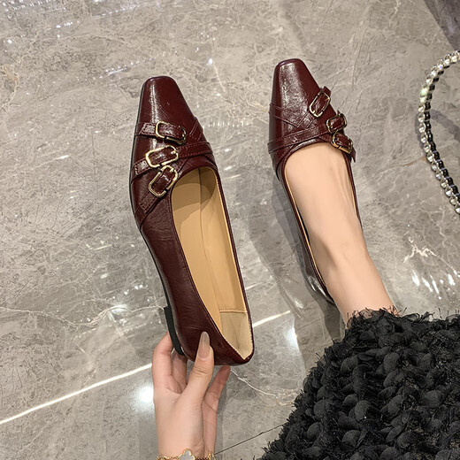 Mary man mouton peu profonde chaussures célibataires pour femmes Nouveau style de chaussures Doudou à la mode