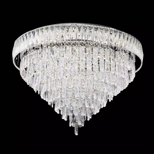 2024 nuevo estilo LED iluminación de cristal restaurante lámpara de araña lámpara de dormitorio decoración del hogar lámpara de techo al por mayor 9902 diámetro 80 CM control remoto de atenuación continua