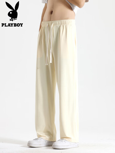
Playboy (PLAYBOY) ice silk casual pants for men's summer thin loose straight sports pants draped wide-leg long pants trendy CK693 purple XL 130-150Jin [Jin equals 0.5 kg]