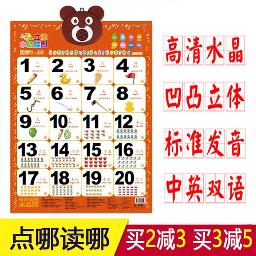 Xuan Yongguai Baby High Definition Crystal Audio Wallpaper Diagramm Konkave und konvexe dreidimensionale digitale frühe Bildung Pinyin Spracherkennungskarten Sprachspielzeug Schlaganfall Radikal