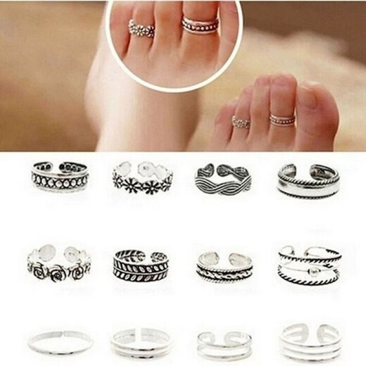 Jie Mo 1967 people liked it. 12 rings. European and American joint rings, toe rings, foot rings, toe joint rings, 12 sets of rings in antique silver.
