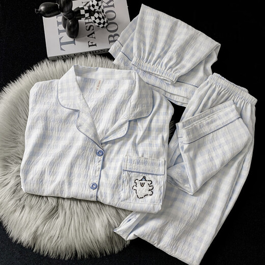 
Jingpufei cute puppy pajamas for women in summer cotton yarn three-piece home clothes Yunduo Cotton-J9901# Paradise puppy three-piece M [Suggestion 75-100Jin [Jin equals 0.5 kg]]