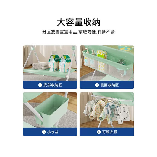 Mesa de pañales de yeehoo mesa de cuidado de bebés recién nacido masaje de ropa y conmovedor bañera mesa de pañal móvil plegable + suministros de baño set de 3 piezas