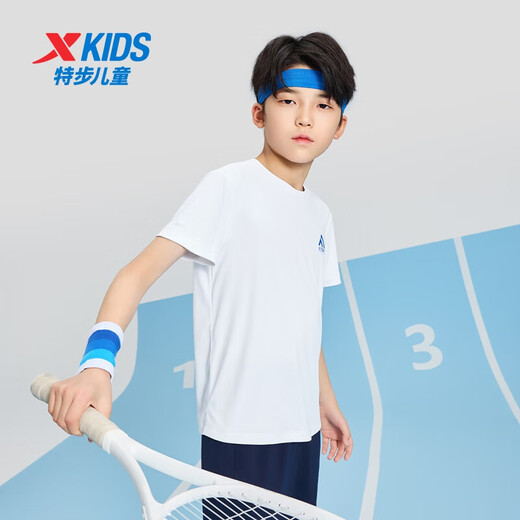 
XTEP (XTEP) children's summer short-sleeved sweater for short T-medium-sized children's boys breathable and comfortable sports and casual T-shirt Pearl white [9215] 150 cm