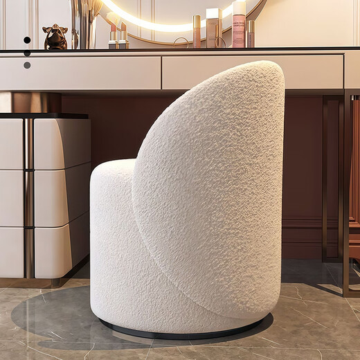 
Tingshi French light luxury bedroom high-end makeup stool internet celebrity simple backrest dressing table chair for girls single sofa [rotating] high back thumb beige-cat scratching leather
