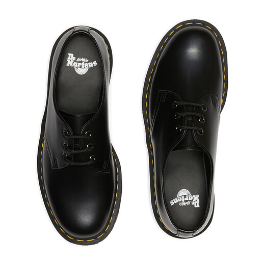 Martin (Dr.Martens) 1461 Quad Damen Herbst- und Winterschwamm Kuchen Pendeln Hochglänzende schwarze dicke Lederschuhe Single Schuhe Schwarz 37