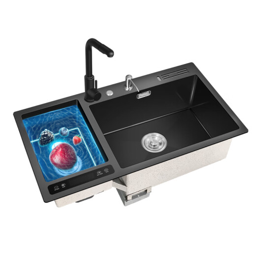 Wenshiou ultrasonic sink dishwasher multi-function intelligent cleaning machine kitchen integrated stainless steel cleaning sink Black King Kong ultrasonic + purification double tank 12048 [number