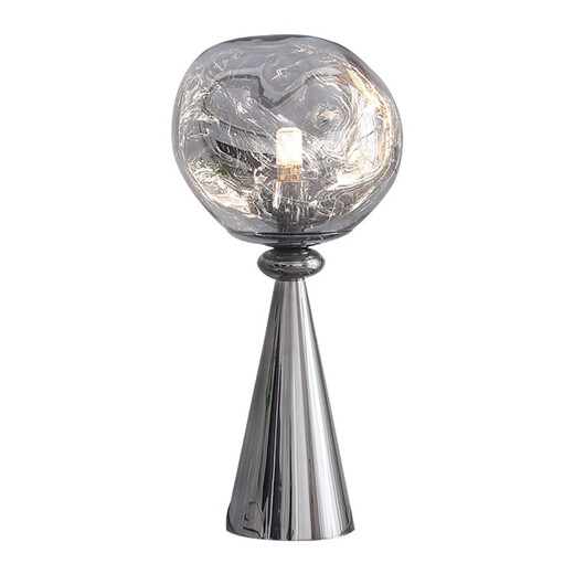 XMSJ -Nachtlampe Dekorative leichte Luxusschreibtisch Lampe nordisch moderne einfache Glasdesigner Wohnzimmer Schlafzimmer Modell Zimmerlampe M1049 Rauchgrau -Modellknopfschalter