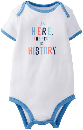 Carter s carter baby boy slogan bodysuit (111a483) white newborn