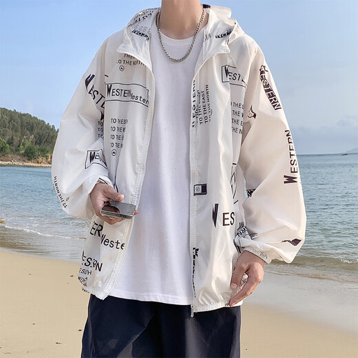 常缕竺【1390人好评】户外冰丝防晒衣服男夏季超轻薄宽松休闲夹克韩版潮 白色 M