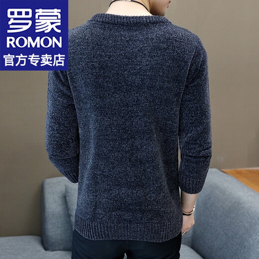 罗蒙（ROMON）毛衣男冬款韩版潮流翻领套头男休闲打底衫上衣服非羊休闲毛衫绒衫 M9901米色 XL （约125-140斤）
