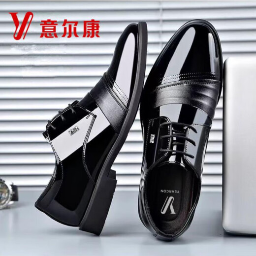 YRC Yierkang Zapatos de cuero para hombres en invierno Nuevo negocio ropa formal y versátiles zapatos de boda calientes casuales y atercioales 9928 Negro High-Ded 43