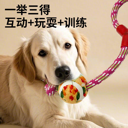 ZanChong Y-shaped cotton knotted tennis ball pink pet large puppy dog toy bite-resistant interactive training molar interactive supplies