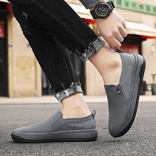 XIANGYUANGE canvas shoes men's summer 2025 new men's one-foot shoes old Beijing cloth shoes casual soft sole work men's shoes gray 42 (260mm)