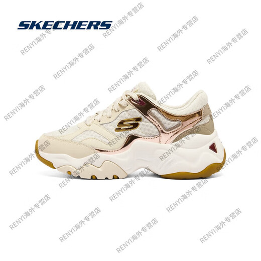 SKECHERS Damenschuhe Drei Generationen von Panda-Schuhen Herbst und Winter Neue dicke Casual Sports Dad Schuhe 12958 White_silver_11979-WSL 35.5