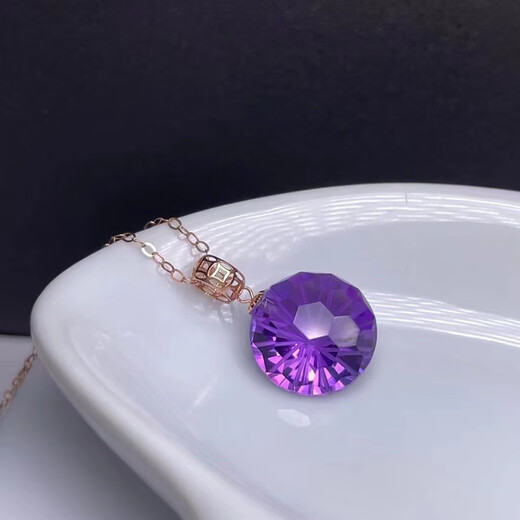 Puli 18k gold inlaid purple water pendant pendant, simple and fashionable firework necklace pendant gift, high-end