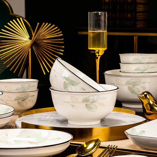 Haoya 78-head dishware set Chinese-style Jingdezhen tableware set gift box ceramic housewarming wedding gift the meaning of spring The meaning of spring 78-head