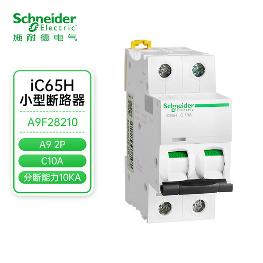 施耐德空气开关A9系列IC65H小型断路器 2P双进双出 C型10A 10KA A9F28210家用总闸保护断路器