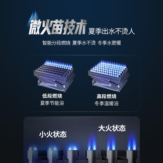 Qianfeng (CHIFFO) gas water heater micro-flame dual low-pressure start V-shaped fire hole low dryness energy-saving intelligent variable liter 16 liters household JSQ30-XBD2
