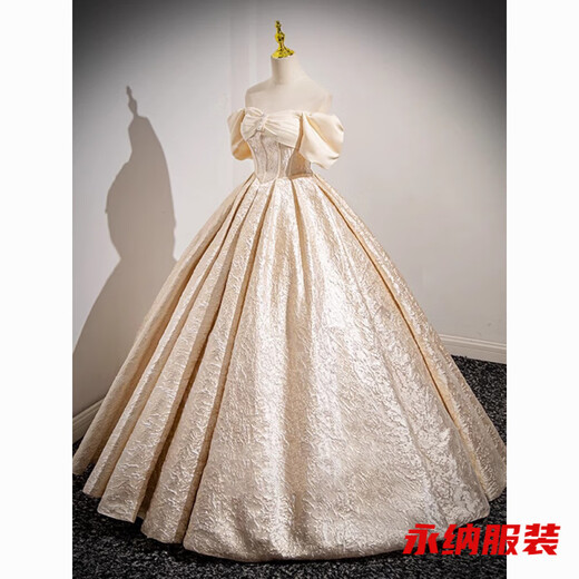 Xuan Tuya palace style evening dress for women champagne color adult ceremony birthday art test fluffy princess dress high-end toast new annual party champagne color dress without skirt XL