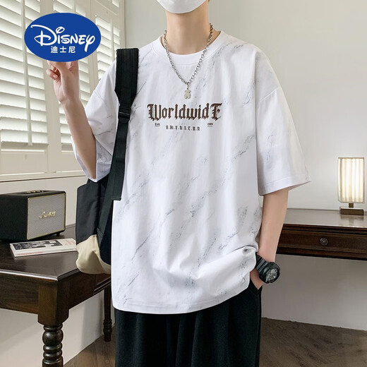 Adolescente de Disney Camiseta de manga corta para hombres de manga corta NUEVA SUMERA SUMMER MANDY Camiseta media manga de la escuela secundaria y estudiantes de secundaria Top 693 White 170 m 75 a 105 Jin [Jin equivale a 0.5 kg]