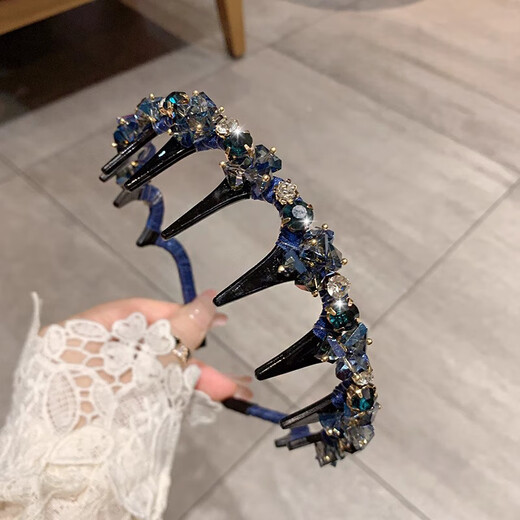 Idel hairband female Korean version 2025 new forest fairy headwear high-end hairpin crystal hair accessories F3290 sea blue hairband