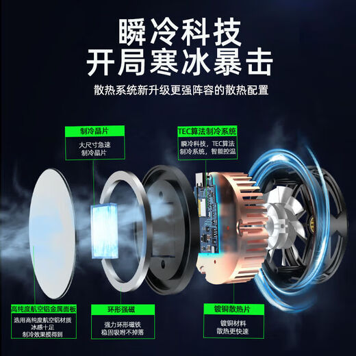 E 修派手机散热器磁吸半导体静音降温风冷背夹神器平板直播专用风扇 【平板专用】10CM大面积｜27W大功率｜实时温显