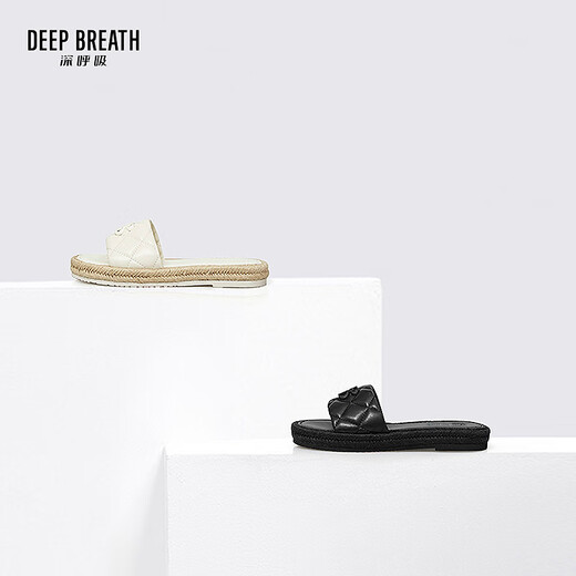 Souffle profonde souffle profonde chaussures de femmes vacances décontractées diamant petit pantoufles mouillées aromatisées ax14113 noir 34